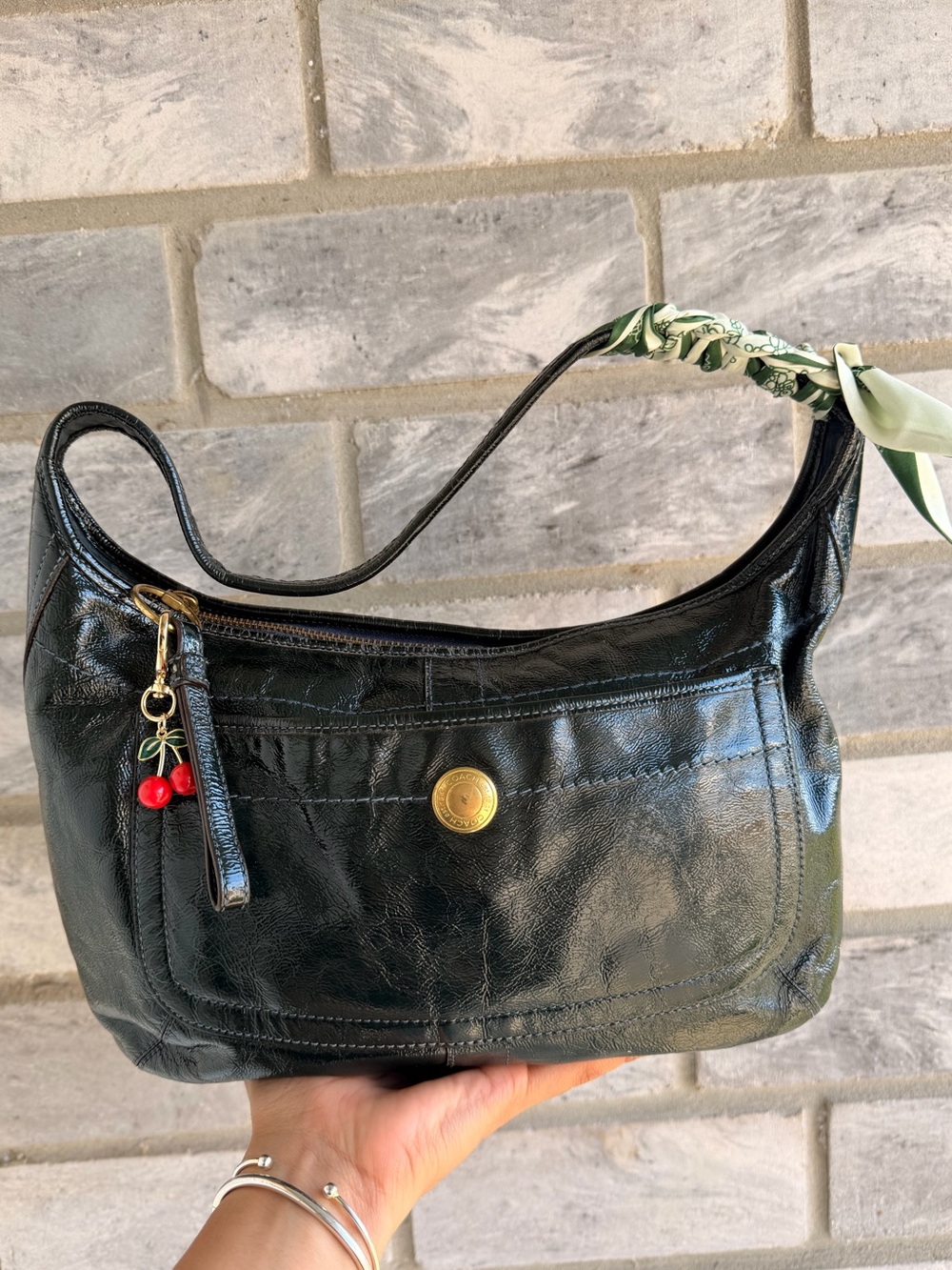 COACH Ergo Dark Green Leather Hobo Shoulder Bag Y2K Vintage RARE
